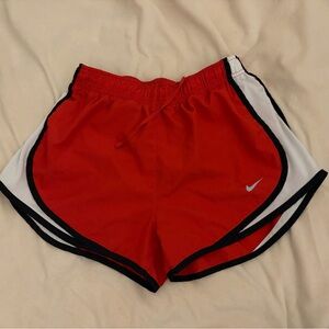 Nike Women's Red and White Athletic Shorts
